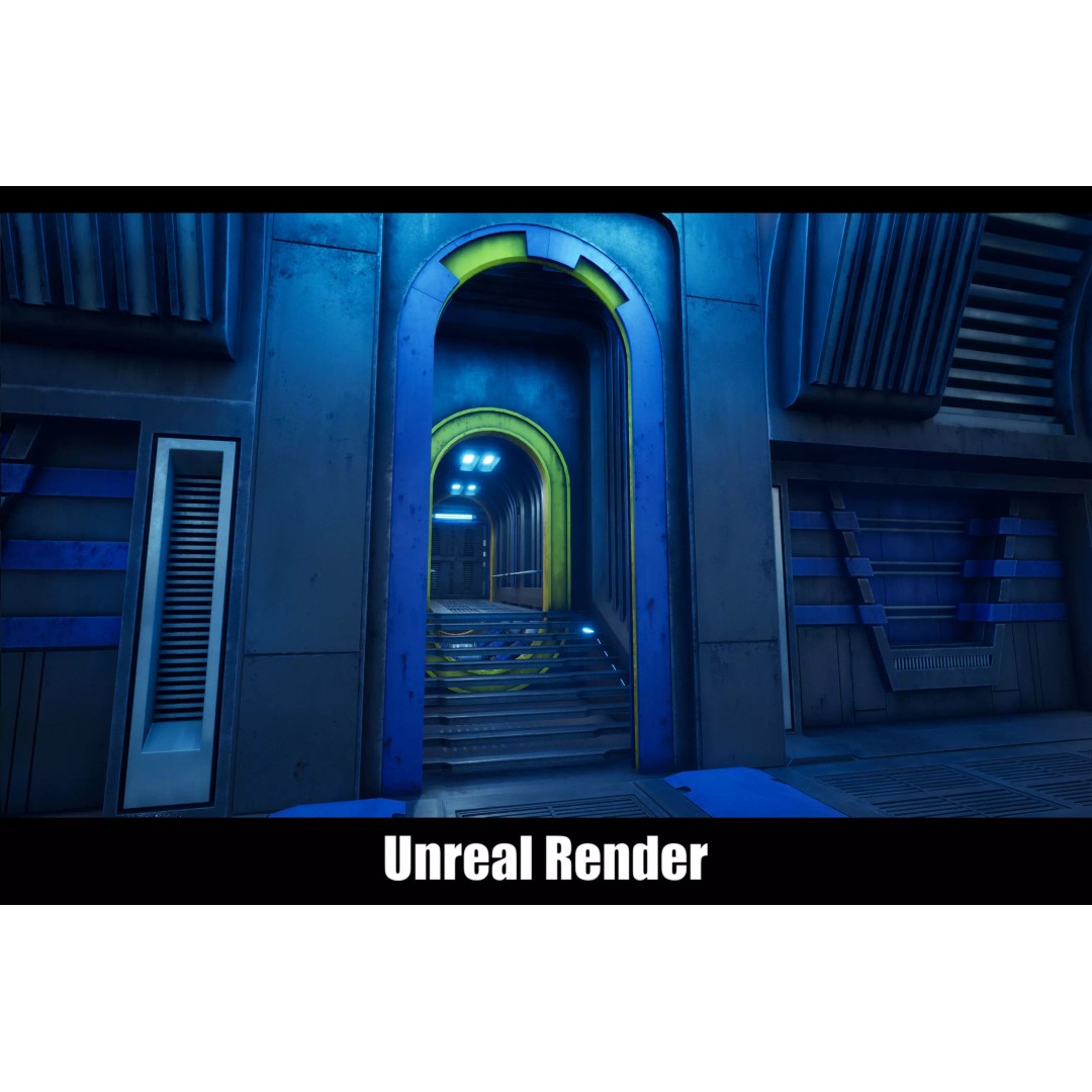 Sci-Fi Hanger 3D Model – Low Poly Modular Asset Pack, FBX - View 90