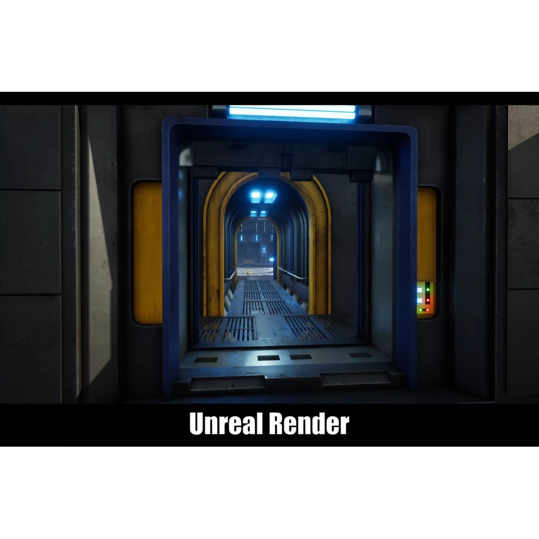 Sci-Fi Hanger 3D Model – Low Poly Modular Asset Pack, FBX - View 92