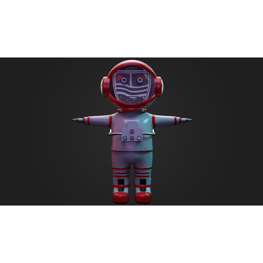 Stylized Cartoon Astronaut 3D Model – Rigged Character with PBR Textures, FBX - View 3