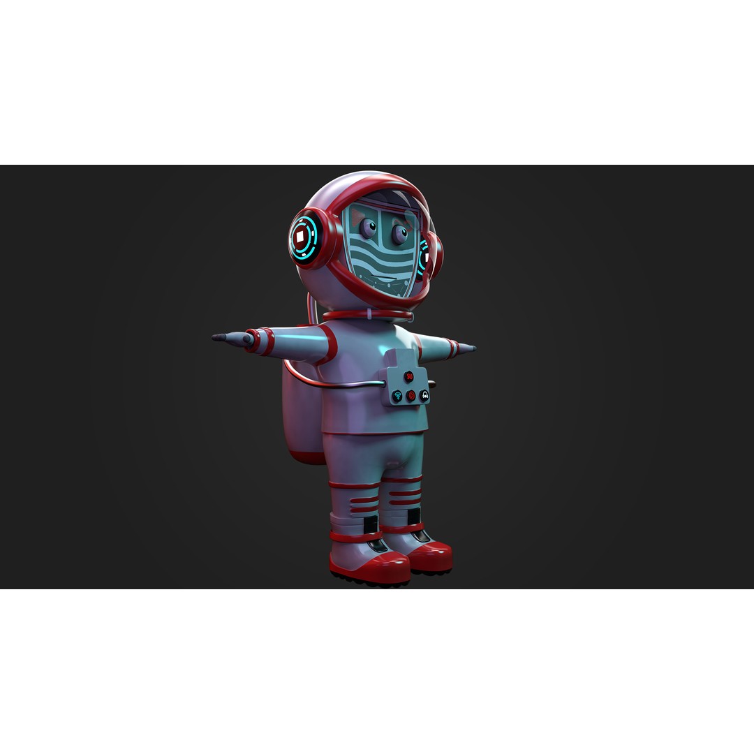 Stylized Cartoon Astronaut 3D Model – Rigged Character with PBR Textures, FBX - View 4