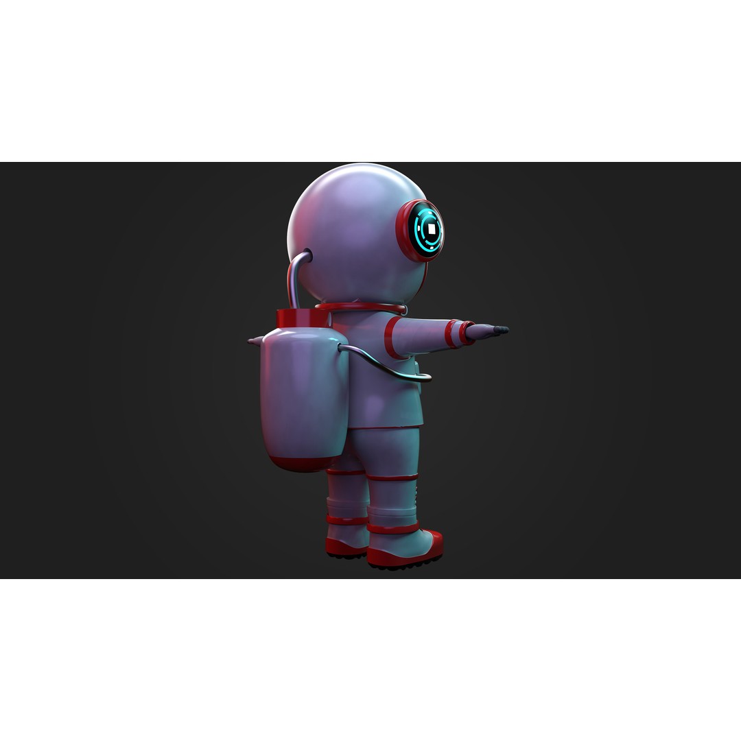Stylized Cartoon Astronaut 3D Model – Rigged Character with PBR Textures, FBX - View 6