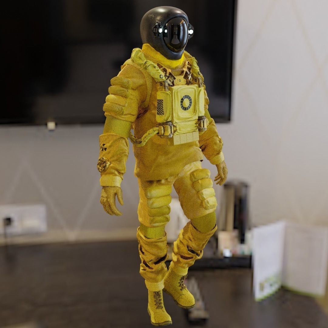 Spacesuit 3D Model – Low Poly Biohazard Character, FBX, OBJ