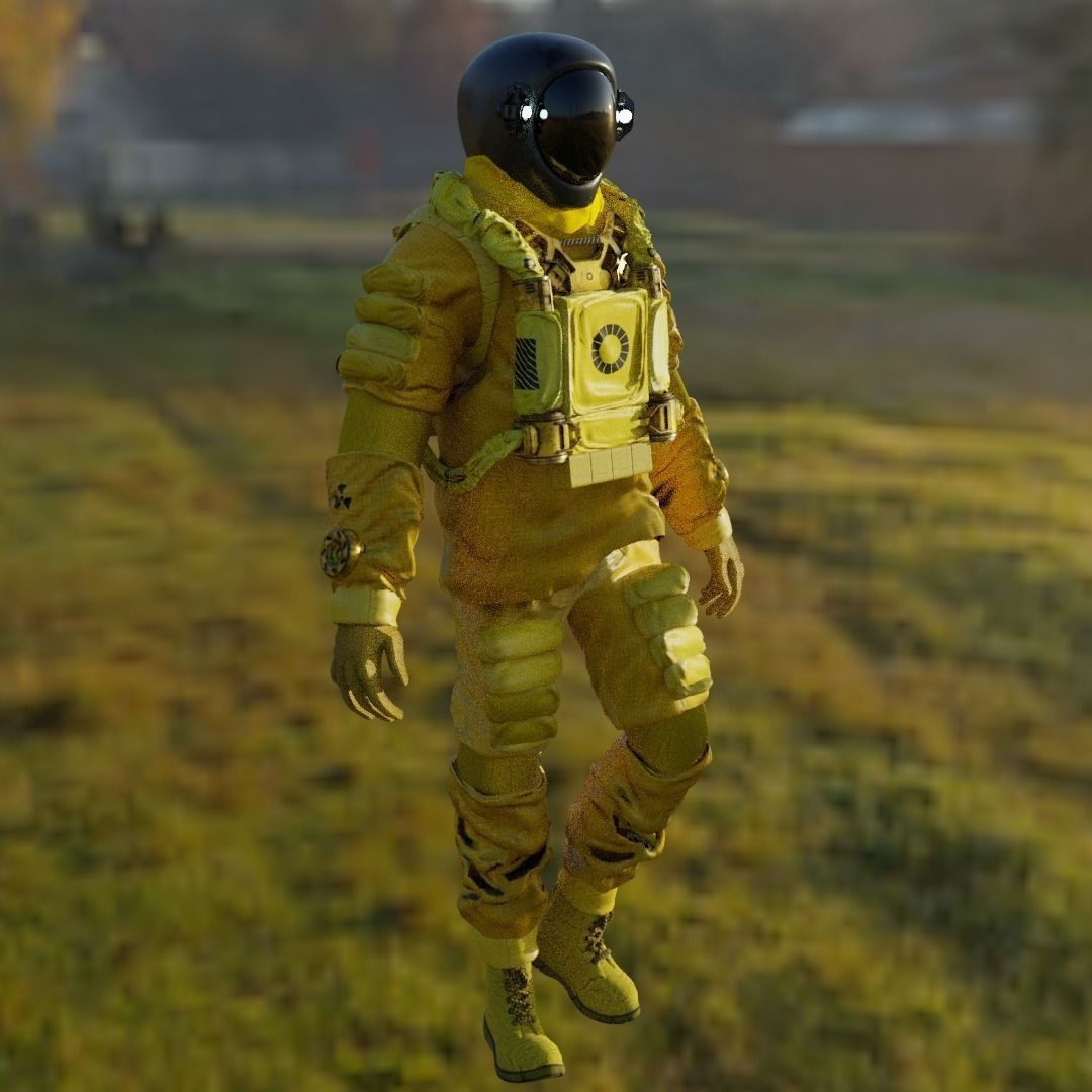 Spacesuit 3D Model – Low Poly Biohazard Character, FBX, OBJ - View 10