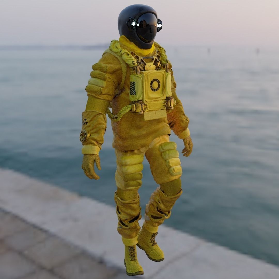 Spacesuit 3D Model – Low Poly Biohazard Character, FBX, OBJ - View 13