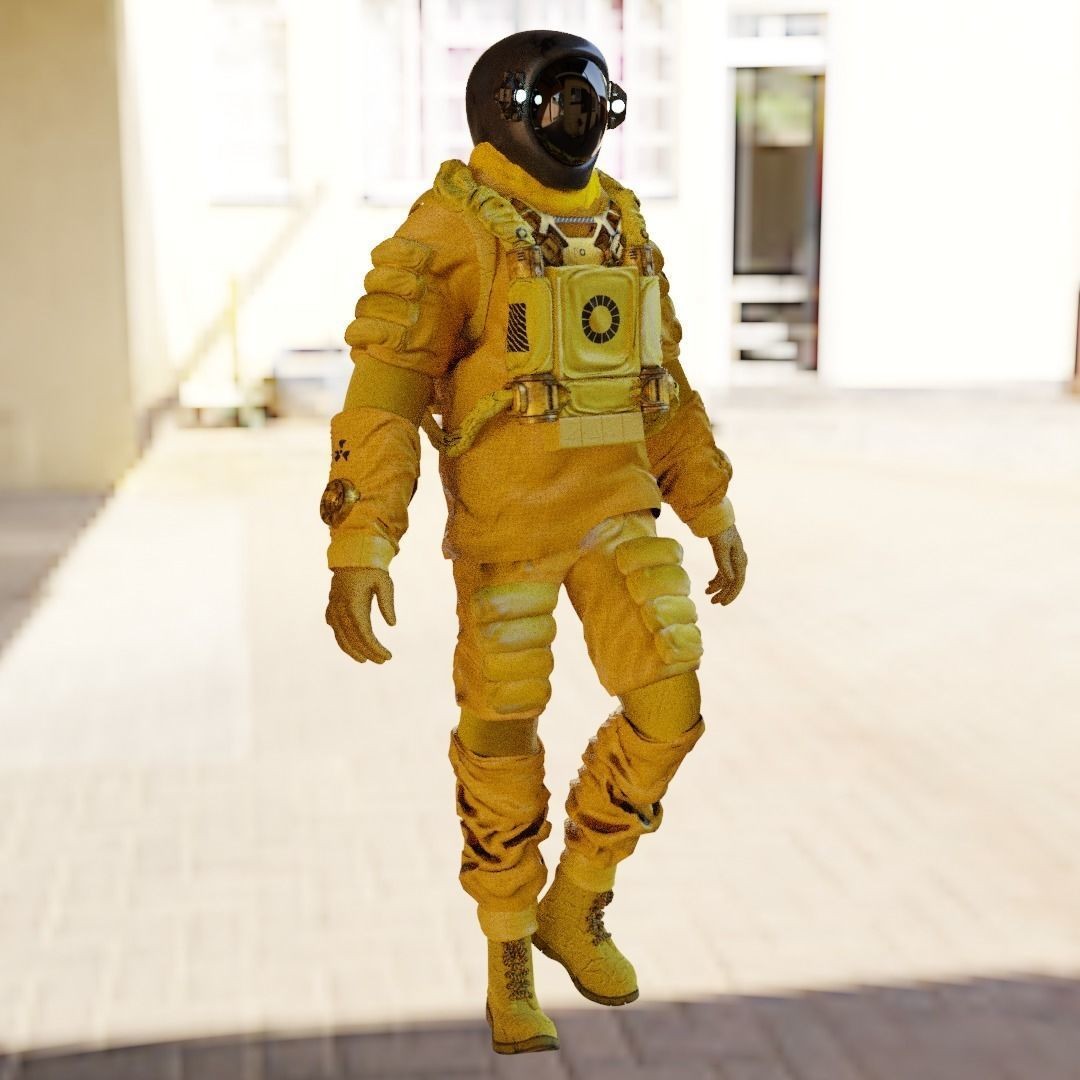Spacesuit 3D Model – Low Poly Biohazard Character, FBX, OBJ - View 14