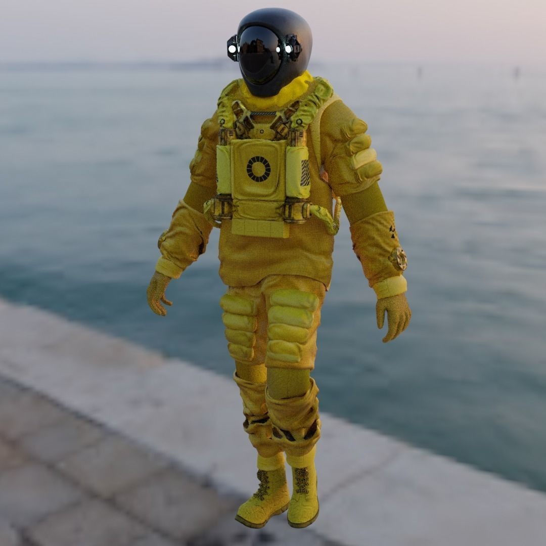 Spacesuit 3D Model – Low Poly Biohazard Character, FBX, OBJ - View 15