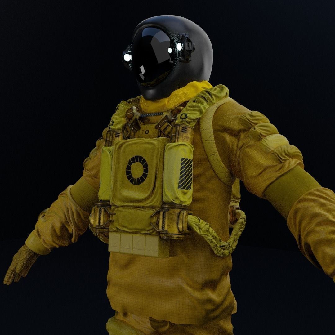 Spacesuit 3D Model – Low Poly Biohazard Character, FBX, OBJ - View 21