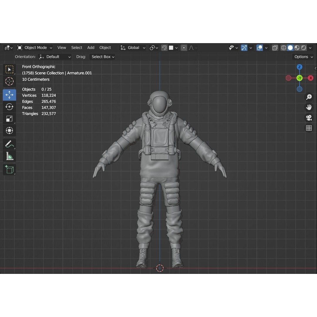 Spacesuit 3D Model – Low Poly Biohazard Character, FBX, OBJ - View 22