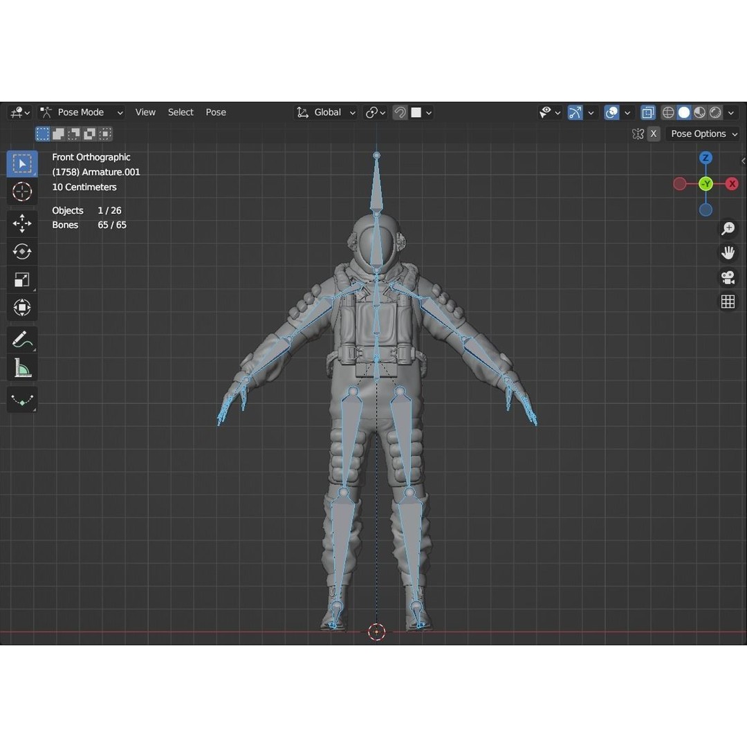 Spacesuit 3D Model – Low Poly Biohazard Character, FBX, OBJ - View 23