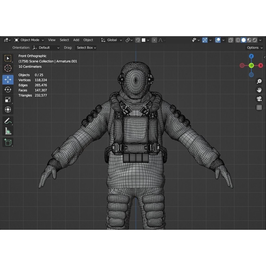 Spacesuit 3D Model – Low Poly Biohazard Character, FBX, OBJ - View 24