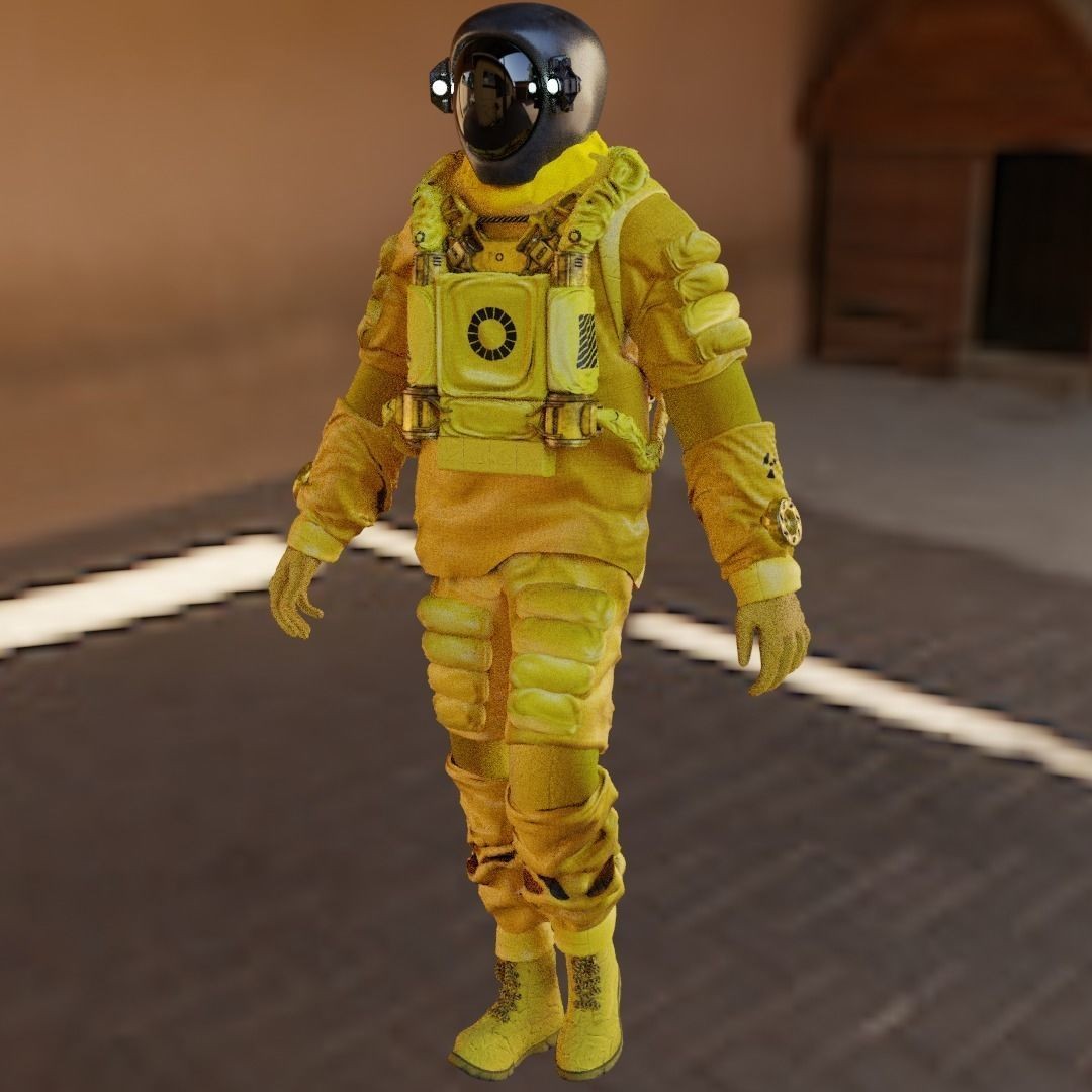 Spacesuit 3D Model – Low Poly Biohazard Character, FBX, OBJ - View 25