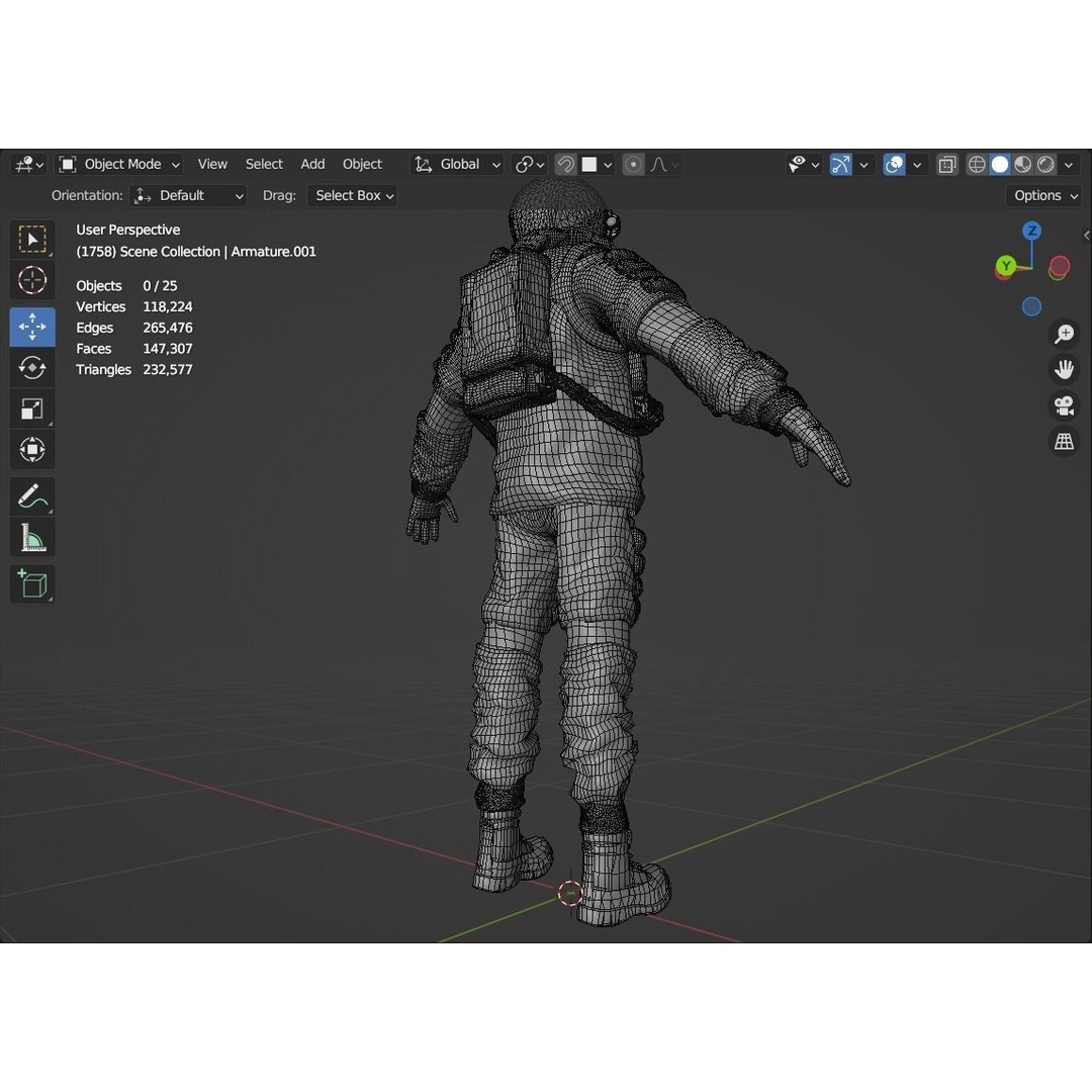 Spacesuit 3D Model – Low Poly Biohazard Character, FBX, OBJ - View 26