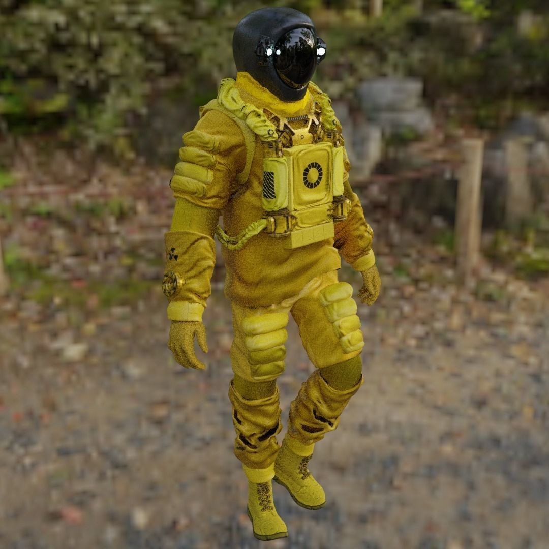 Spacesuit 3D Model – Low Poly Biohazard Character, FBX, OBJ - View 29