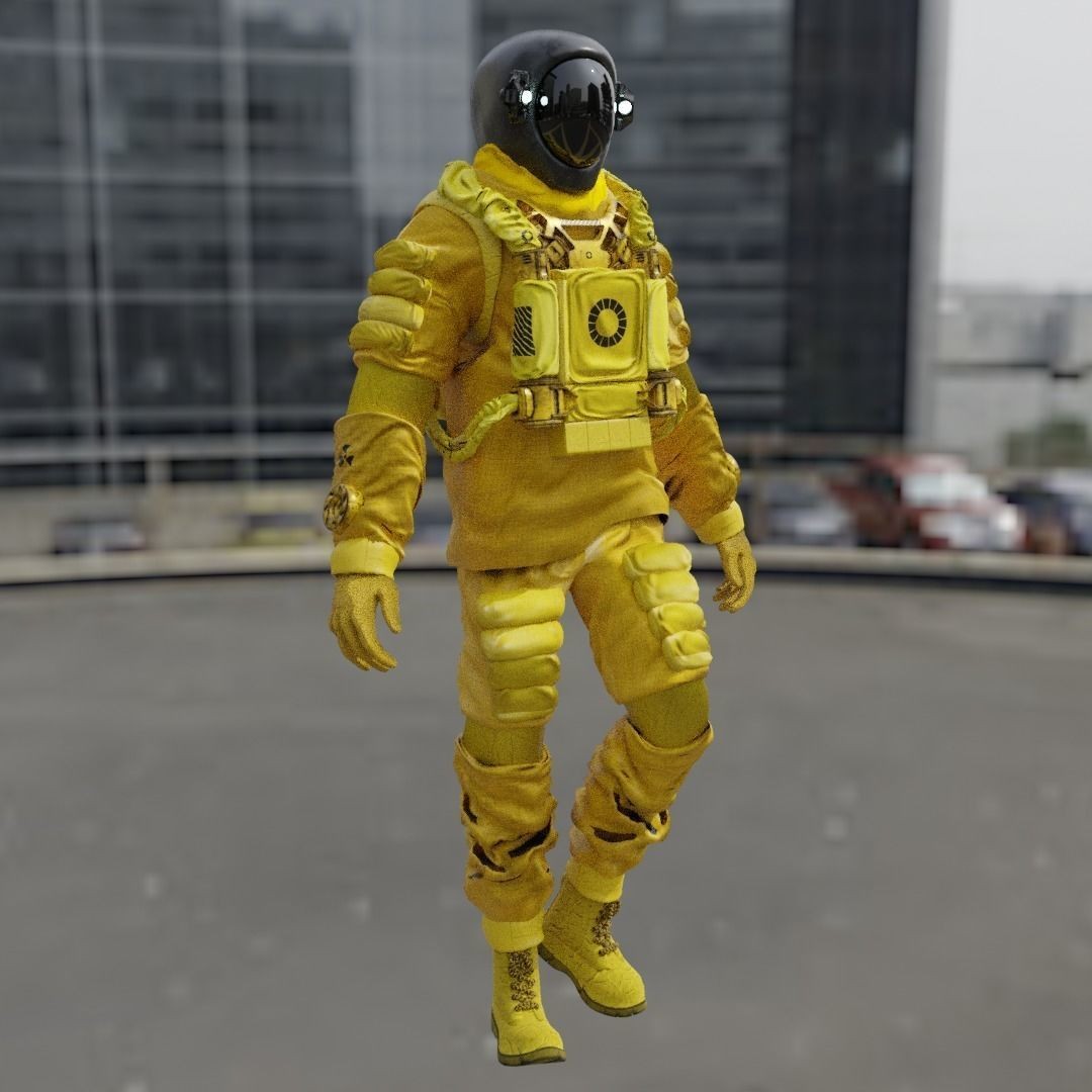 Spacesuit 3D Model – Low Poly Biohazard Character, FBX, OBJ - View 3
