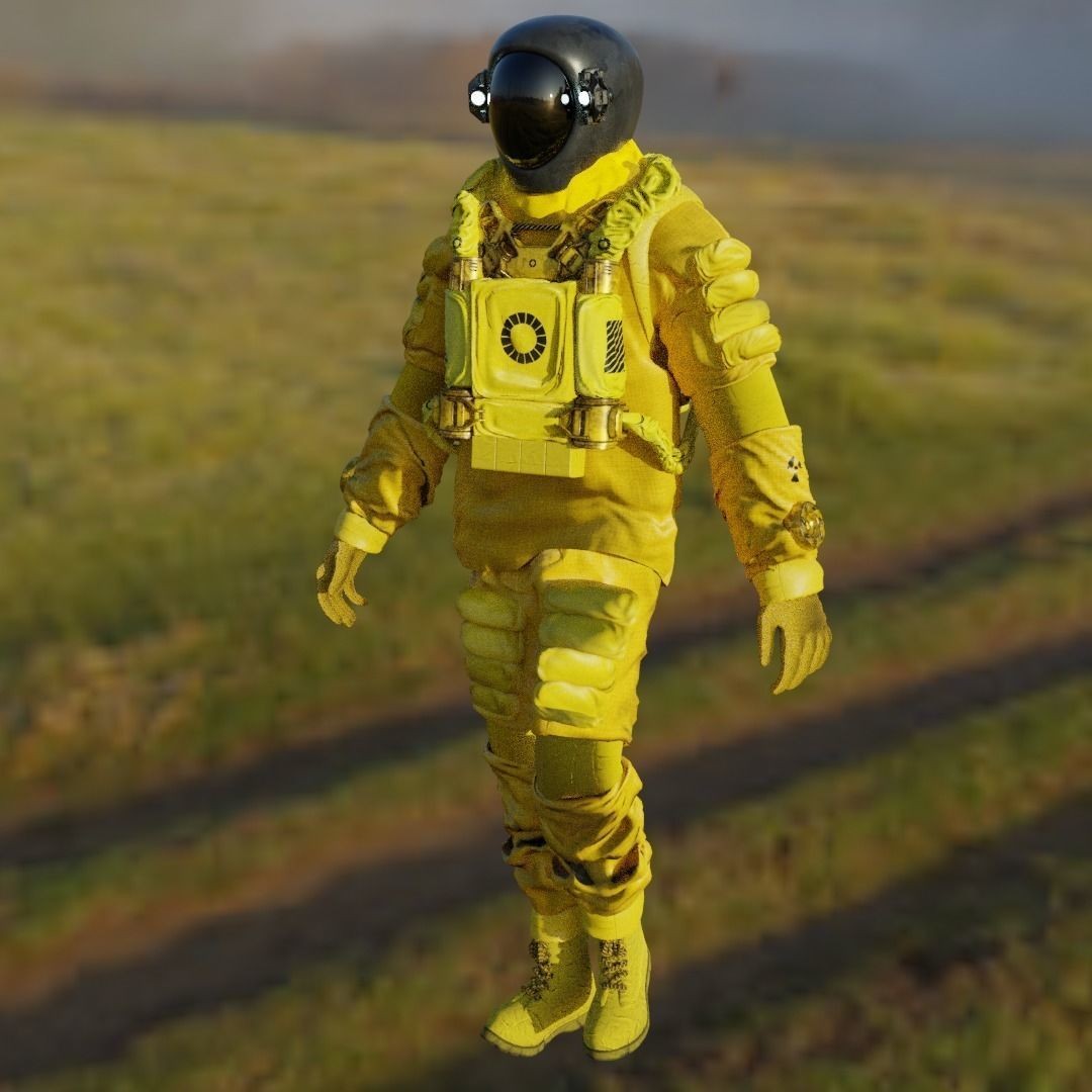 Spacesuit 3D Model – Low Poly Biohazard Character, FBX, OBJ - View 9