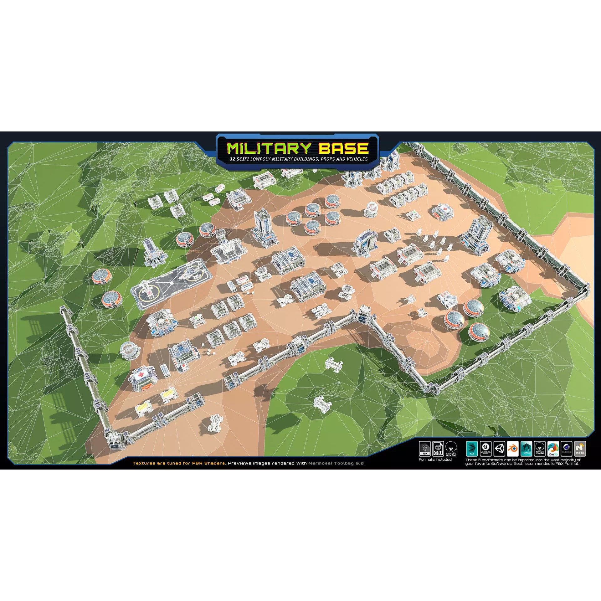 LowPoly SF Military Base - Low-Poly Game-Ready 3D Model - View 15