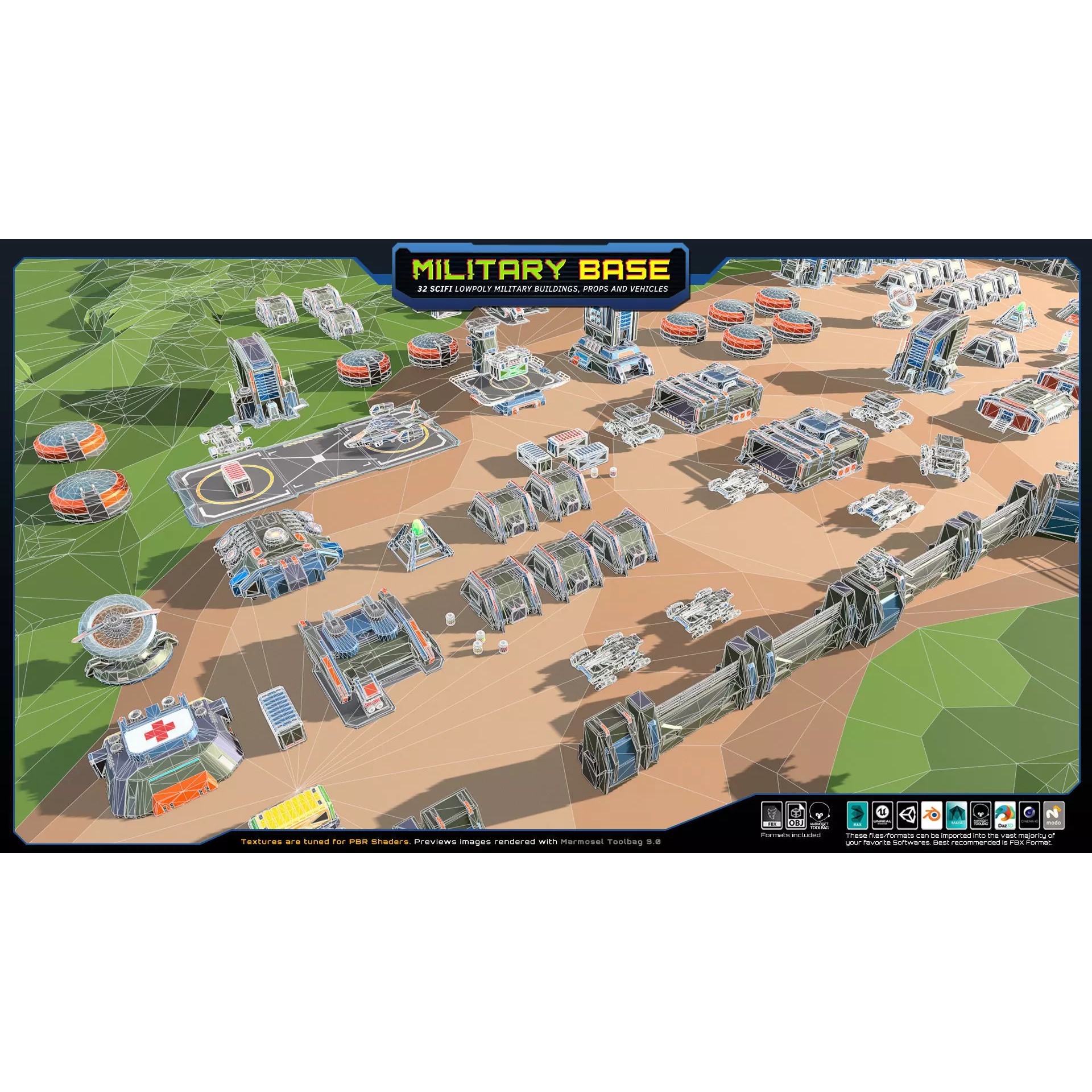 LowPoly SF Military Base - Low-Poly Game-Ready 3D Model - View 16