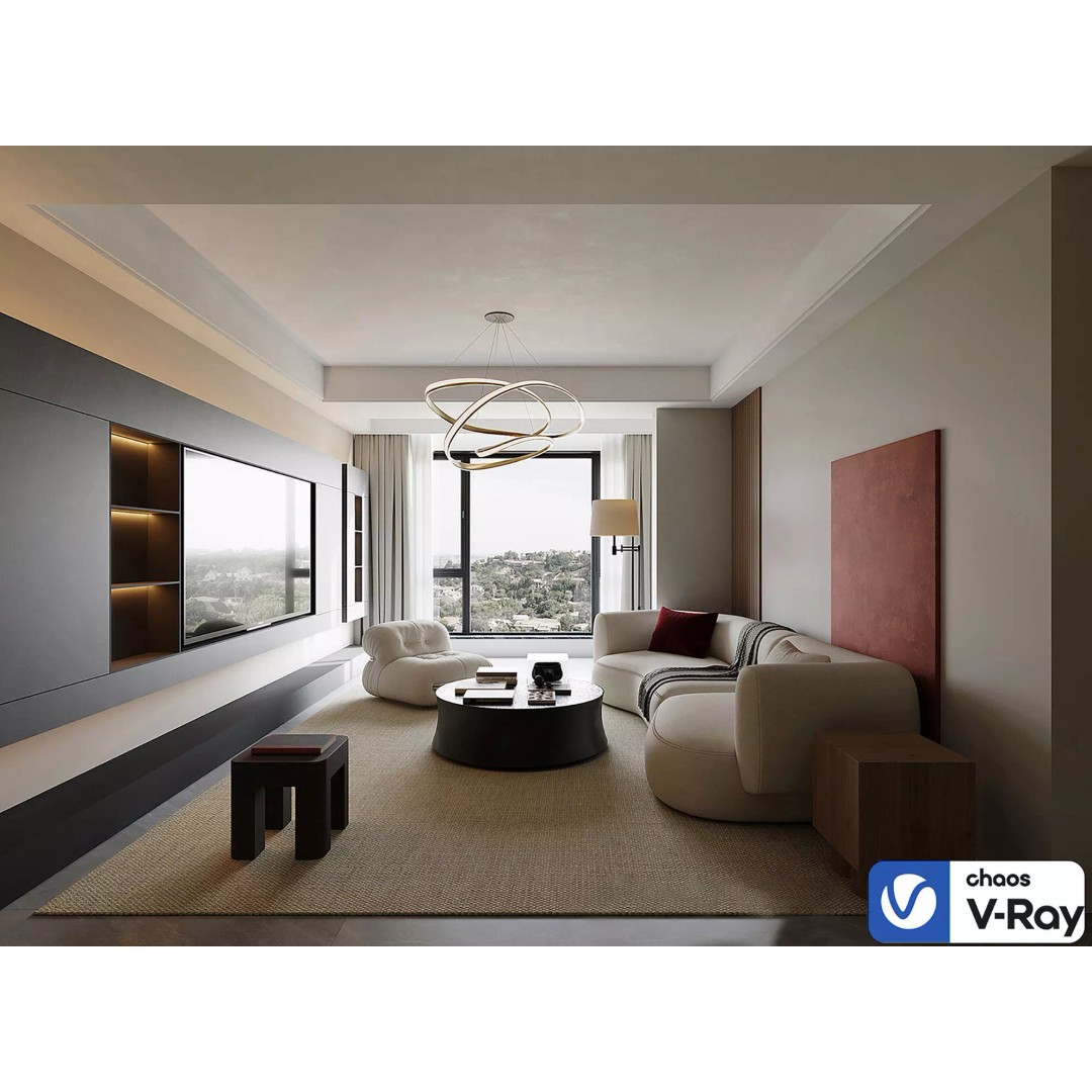 Warm Minimal Living Space 3D Model – Modern Sofa, PBR Textures, FBX - View 2