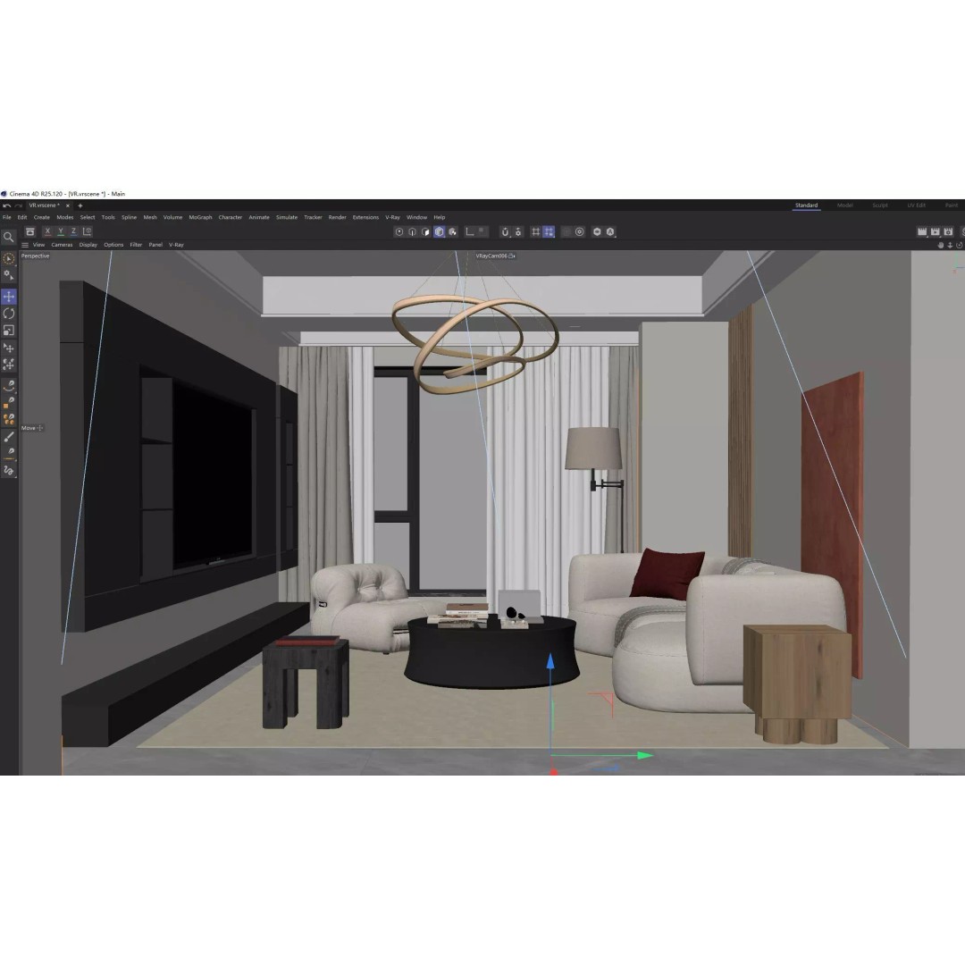 Warm Minimal Living Space 3D Model – Modern Sofa, PBR Textures, FBX - View 7