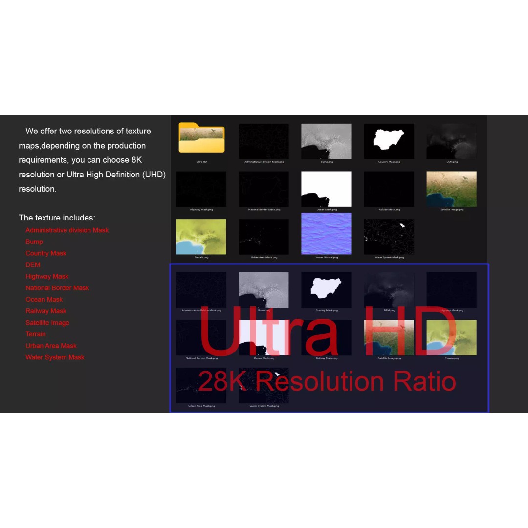 Nigeria Map 3D Model – Realistic Satellite Terrain, FBX/OBJ