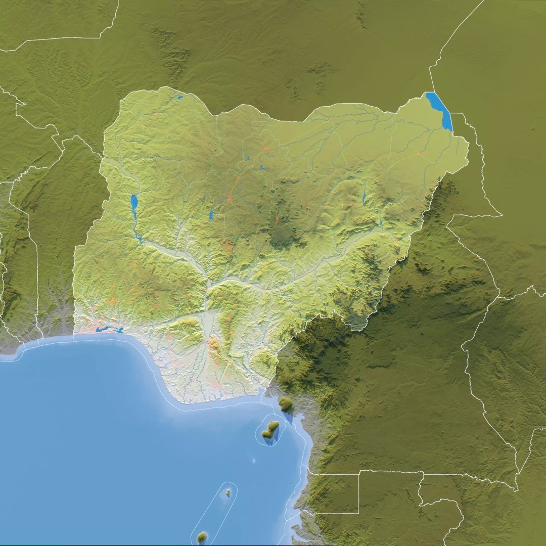 Nigeria Map 3D Model – Realistic Satellite Terrain, FBX/OBJ - View 11