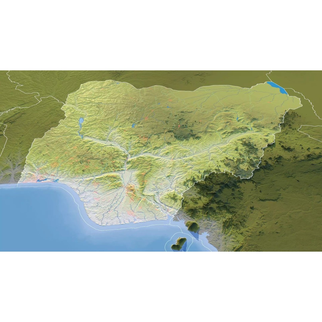 Nigeria Map 3D Model – Realistic Satellite Terrain, FBX/OBJ - View 13