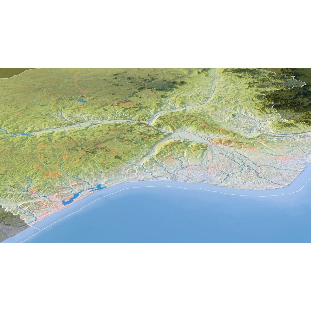 Nigeria Map 3D Model – Realistic Satellite Terrain, FBX/OBJ - View 14