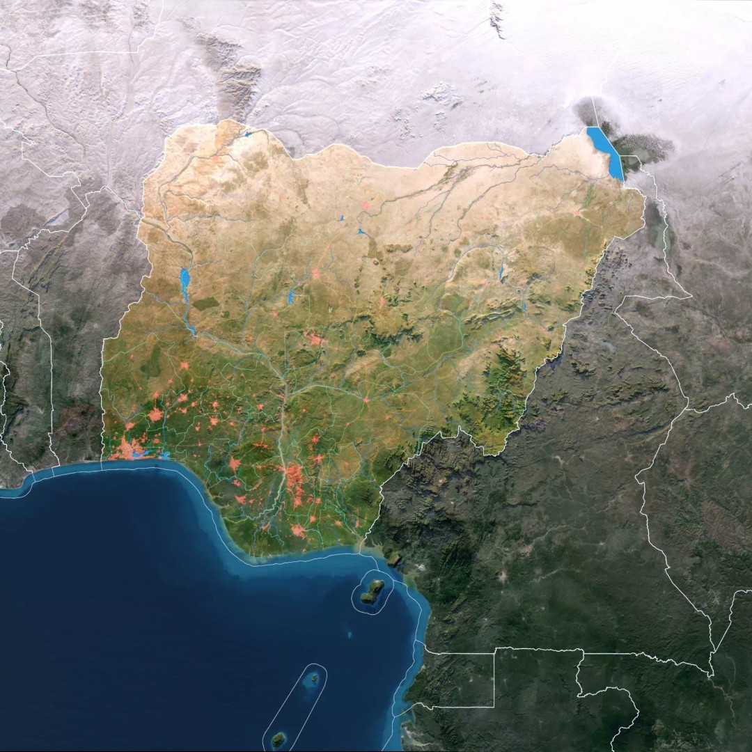 Nigeria Map 3D Model – Realistic Satellite Terrain, FBX/OBJ - View 3
