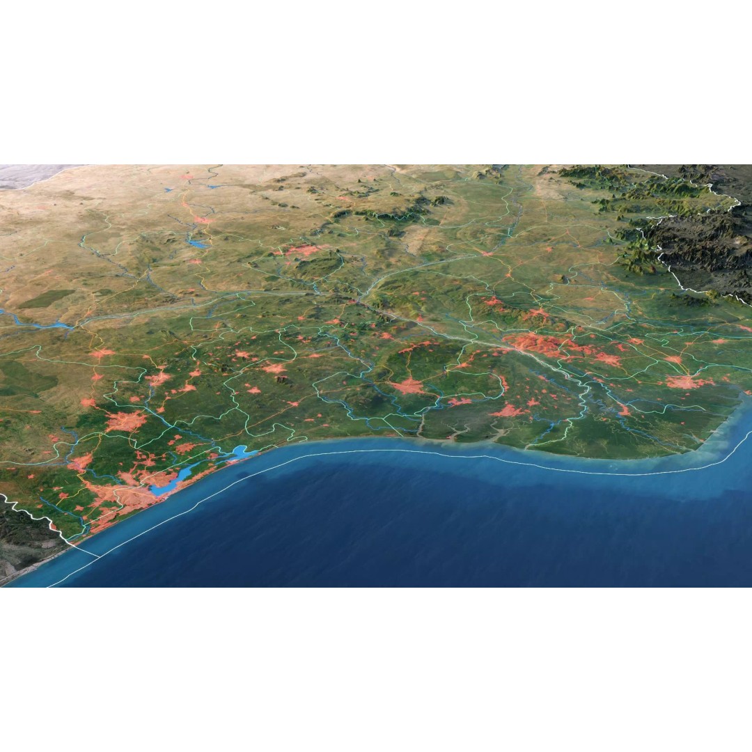 Nigeria Map 3D Model – Realistic Satellite Terrain, FBX/OBJ - View 5