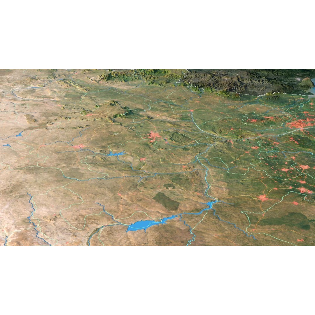 Nigeria Map 3D Model – Realistic Satellite Terrain, FBX/OBJ - View 7