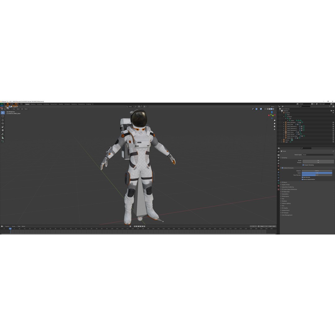 MX02 Male Space Suit 3D Model – Low Poly Rigged Character, FBX