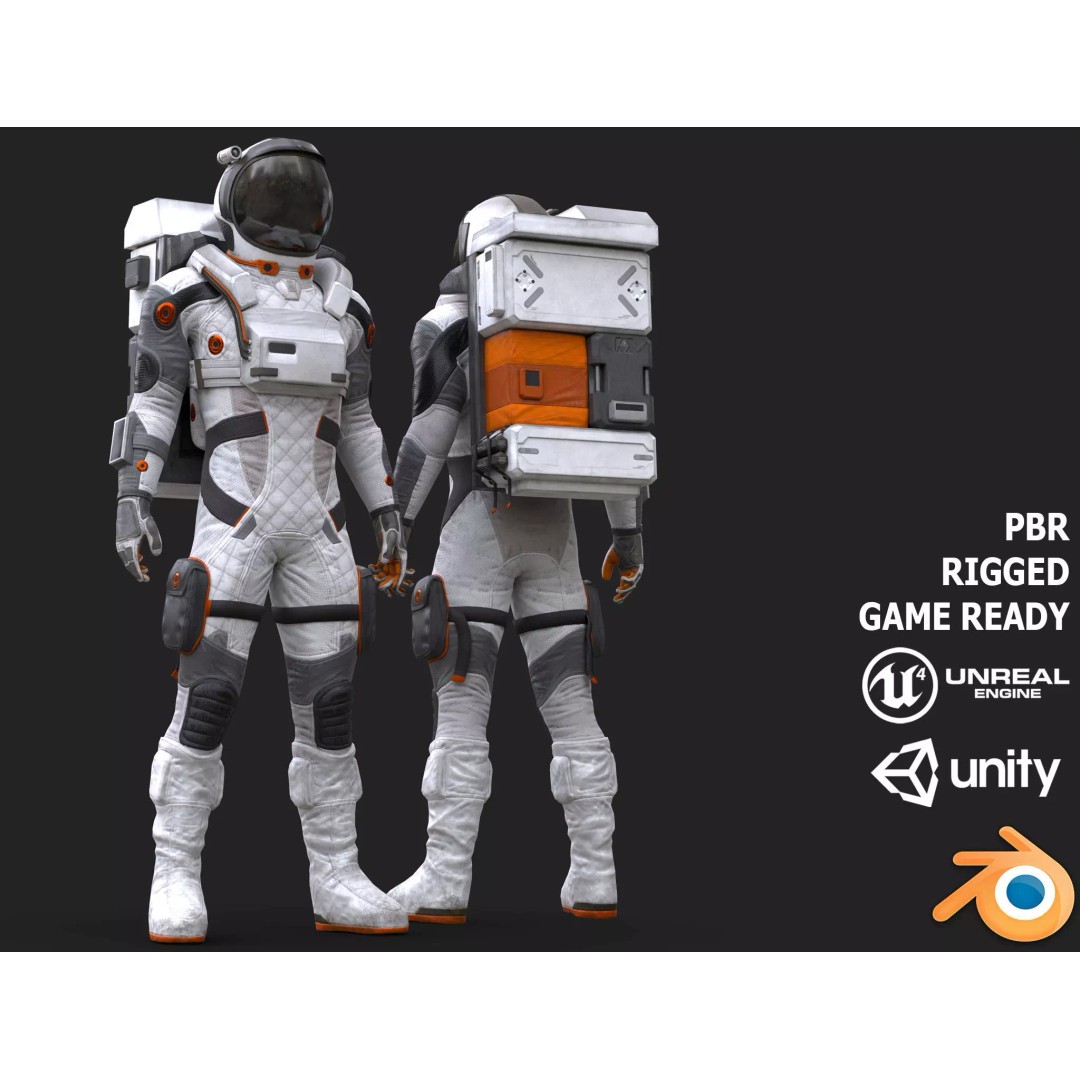 MX02 Male Space Suit 3D Model – Low Poly Rigged Character, FBX - View 2