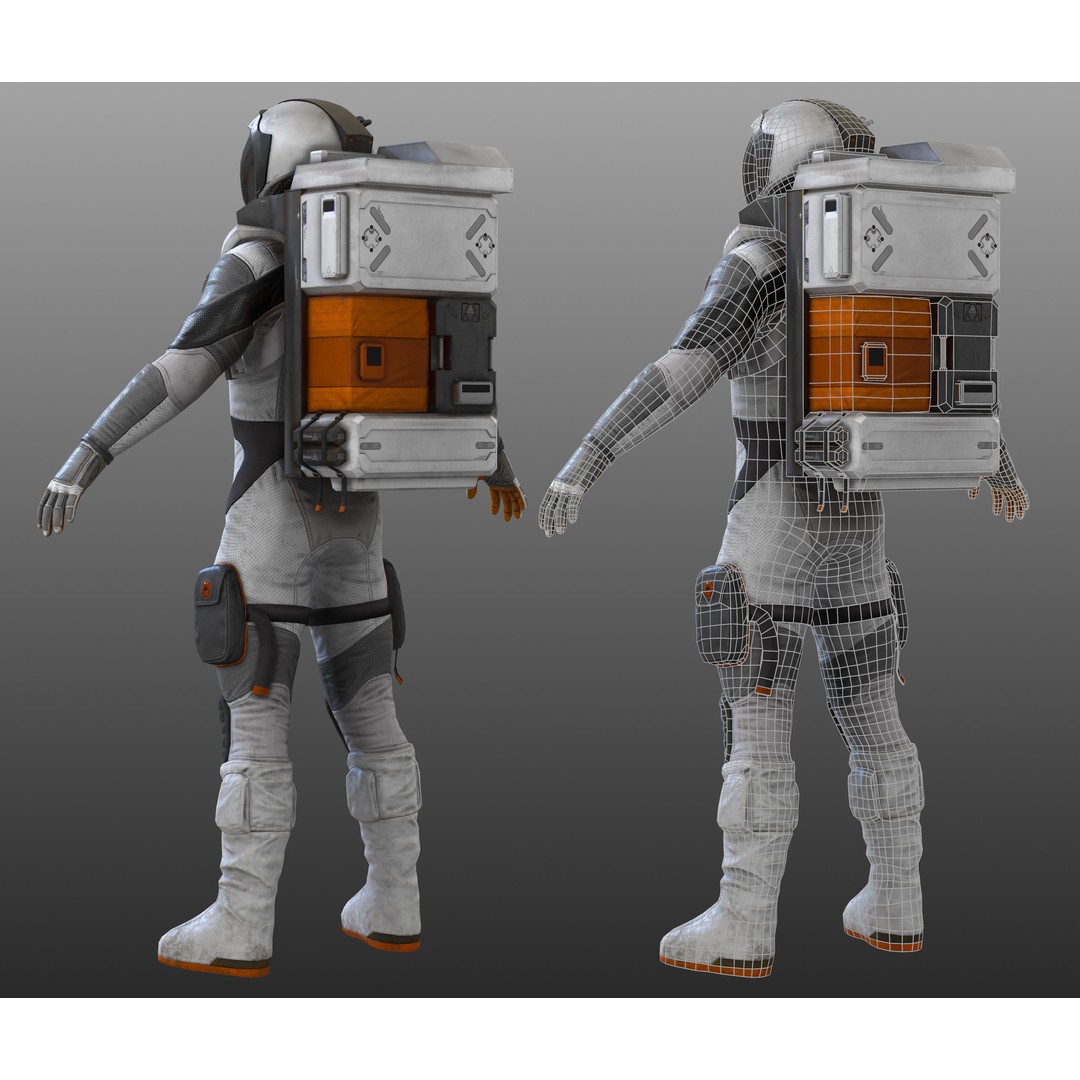 MX02 Male Space Suit 3D Model – Low Poly Rigged Character, FBX - View 8