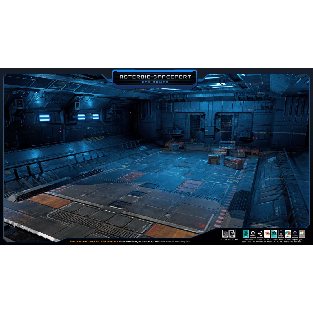 Asteroid Spaceport 3D Model – Low Poly Game Asset, FBX & OBJ Formats - View 7