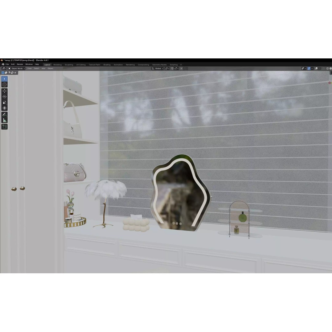 Luxury Cream Walk-in Closet 3D Model – PBR Textured, Various Formats - View 13