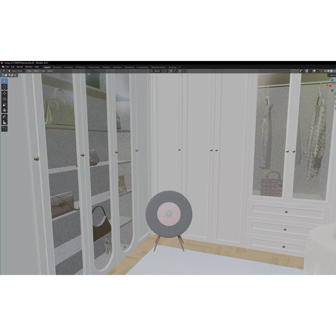 Luxury Cream Walk-in Closet 3D Model – PBR Textured, Various Formats - View 14