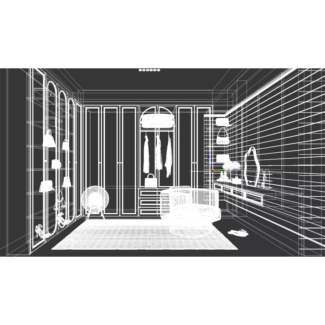 Luxury Cream Walk-in Closet 3D Model – PBR Textured, Various Formats - View 15