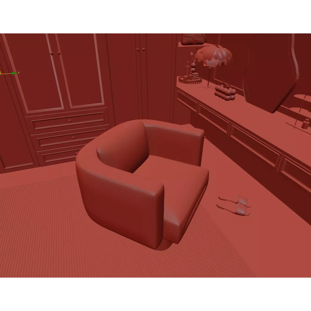 Luxury Cream Walk-in Closet 3D Model – PBR Textured, Various Formats - View 16