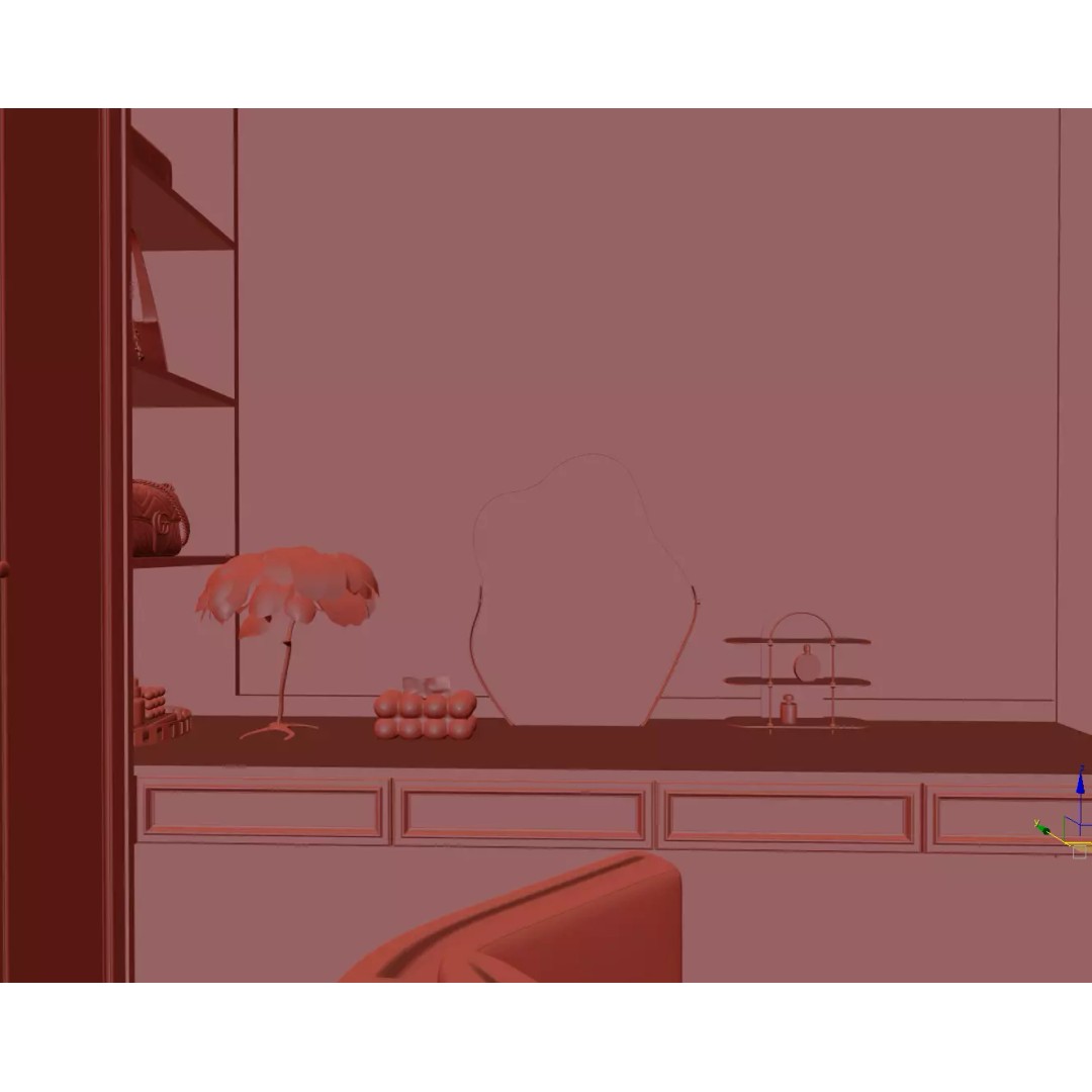 Luxury Cream Walk-in Closet 3D Model – PBR Textured, Various Formats - View 18