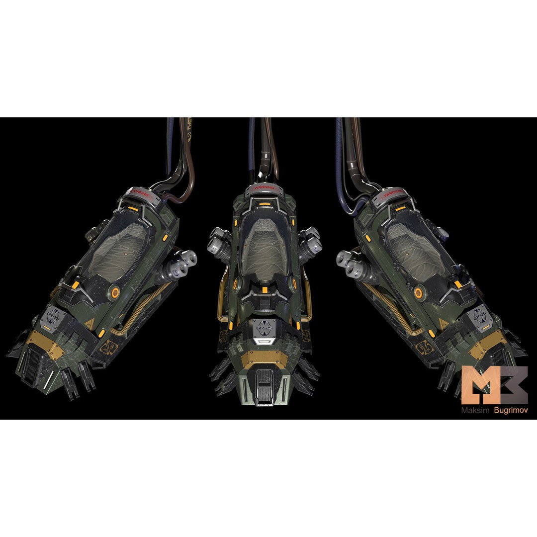 Creo Capsule 3D Model – Low Poly Space Asset with PBR Textures - View 3