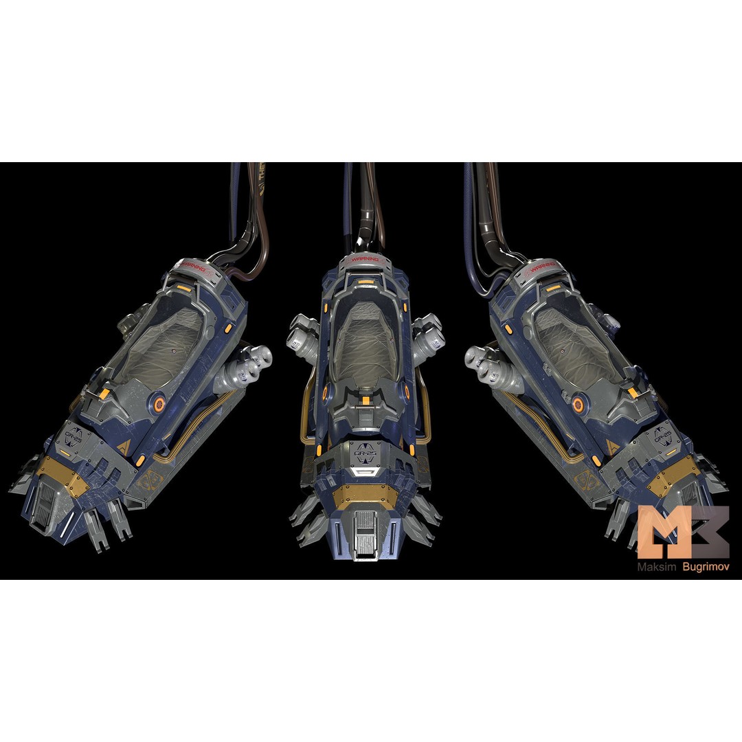 Creo Capsule 3D Model – Low Poly Space Asset with PBR Textures - View 4