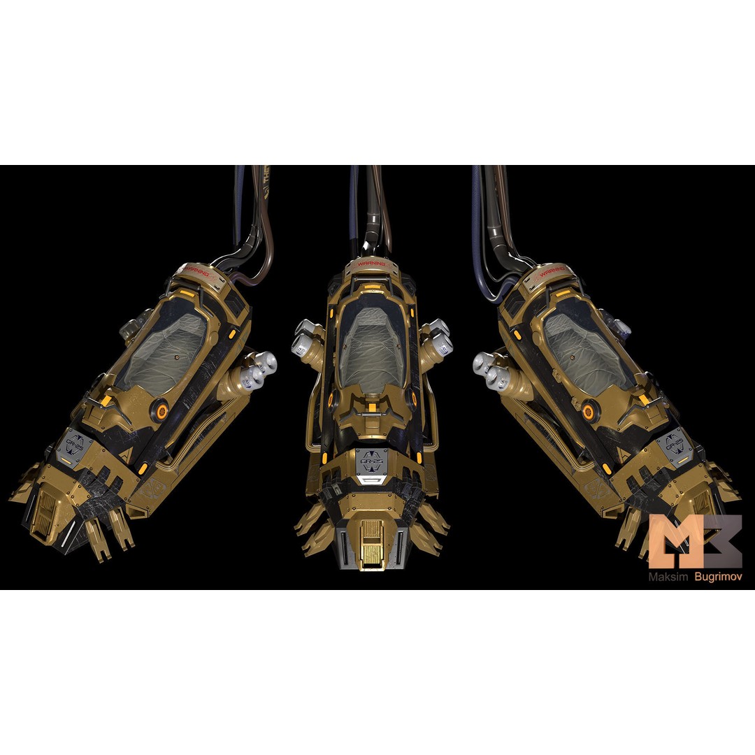 Creo Capsule 3D Model – Low Poly Space Asset with PBR Textures - View 5