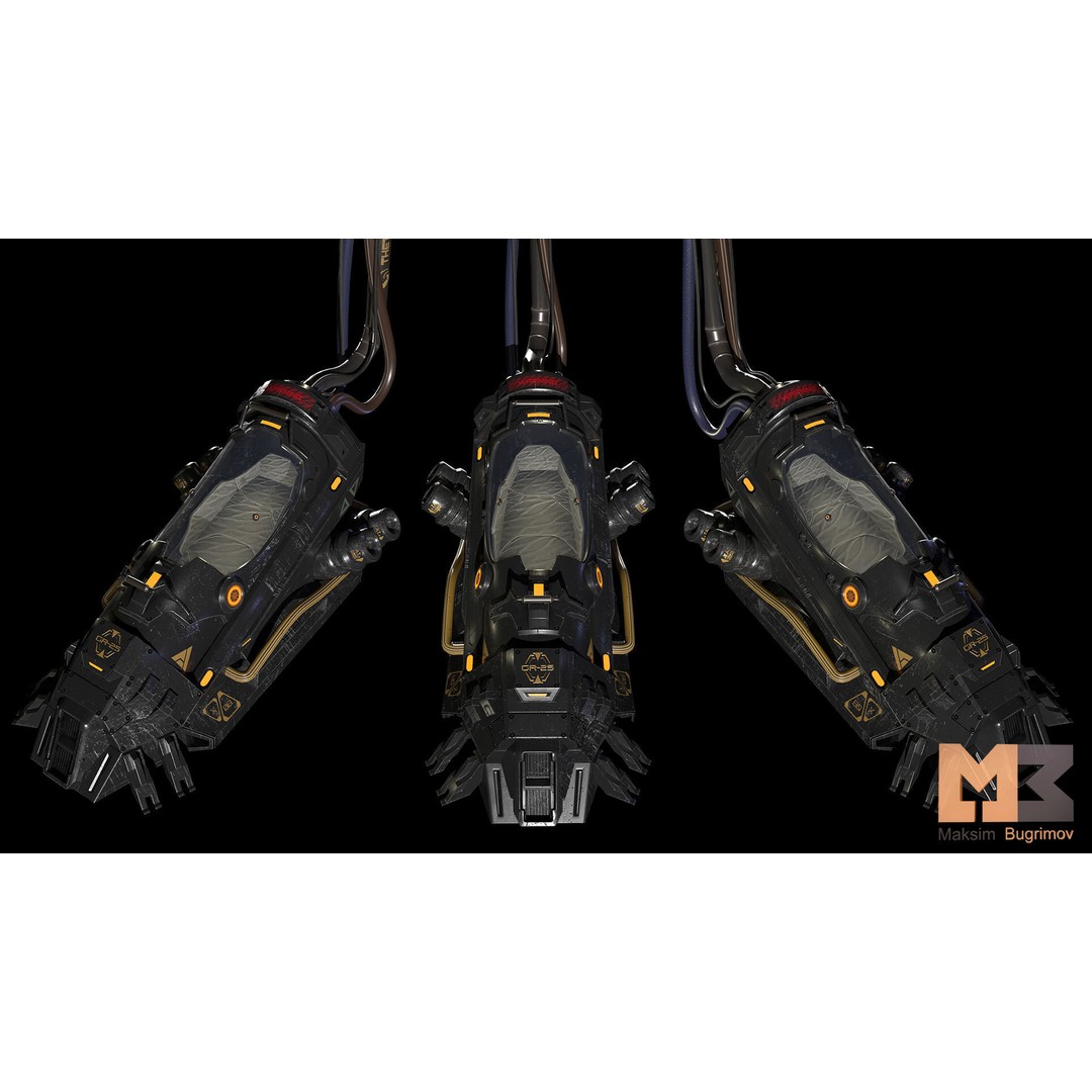 Creo Capsule 3D Model – Low Poly Space Asset with PBR Textures - View 6