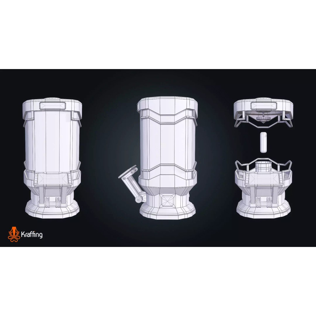 SCI-FI Energy Container 3D Model – Low Poly PBR Game Asset, FBX - View 9