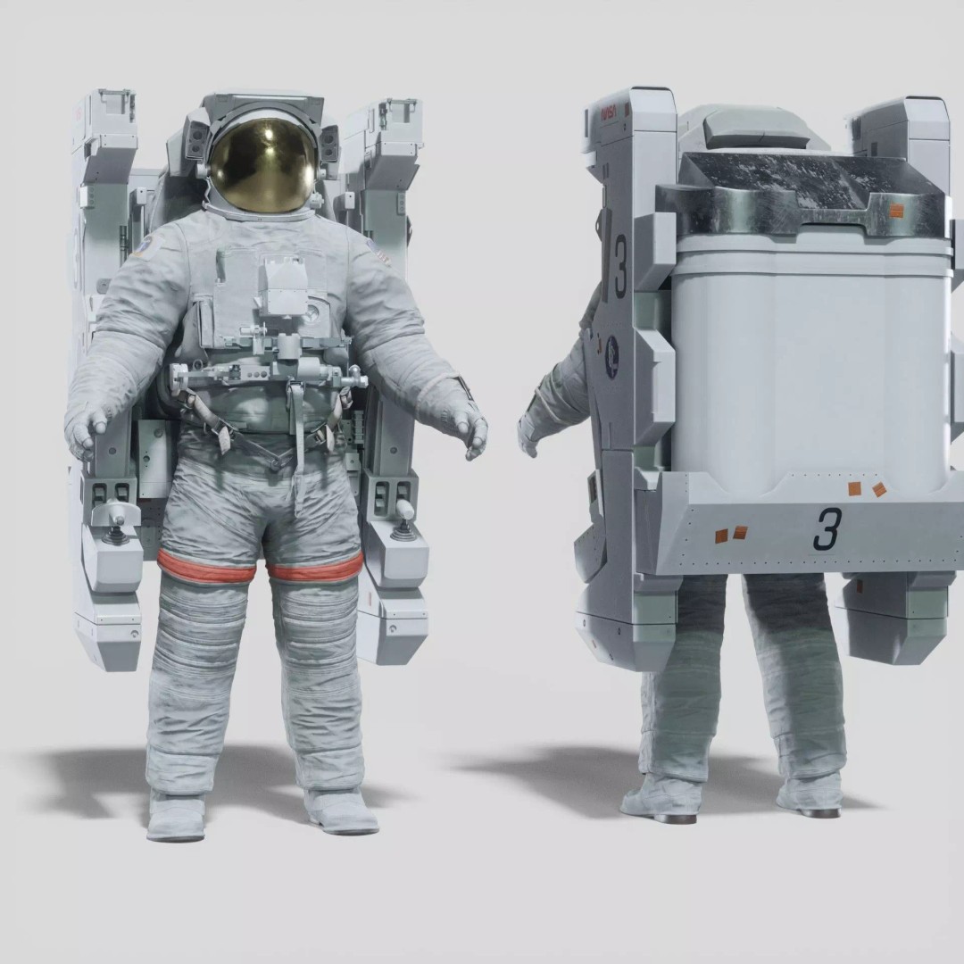 Astronaut EMU MMU Spacesuit 3D Model – Rigged PBR Character, Blender, FBX - View 2