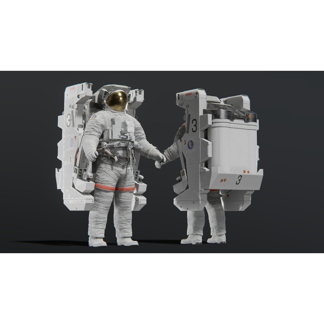 Astronaut EMU MMU Spacesuit 3D Model – Rigged PBR Character, Blender, FBX - View 23