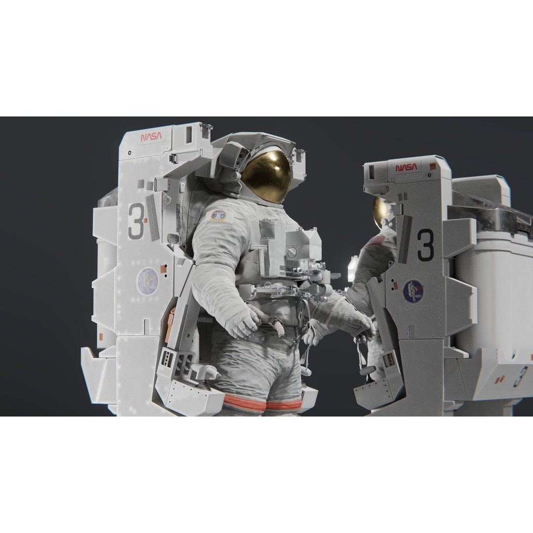 Astronaut EMU MMU Spacesuit 3D Model – Rigged PBR Character, Blender, FBX - View 24