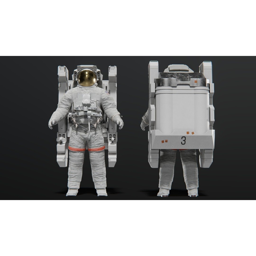 Astronaut EMU MMU Spacesuit 3D Model – Rigged PBR Character, Blender, FBX - View 25