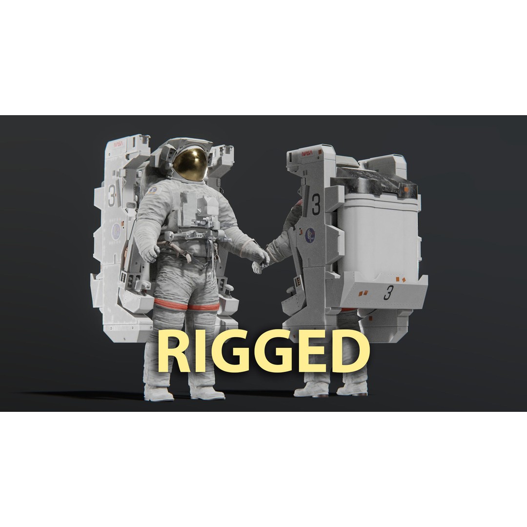 Astronaut EMU MMU Spacesuit 3D Model – Rigged PBR Character, Blender, FBX - View 4