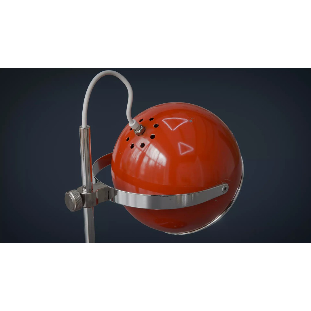 Eyeball Table Lamp 3D Model – Retro Low-Poly Game Asset, FBX